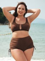 Dark Coffee Tie Plus Size Tankini Bottom - Image 3