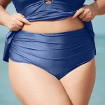 Blue Ruched Plus Size Tankini Bottom
