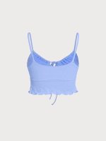 Light Blue Textured Ruffled Tankini Top - Image 6