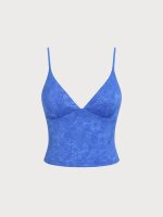 Blue Floral Textured Tankini Top - Image 6