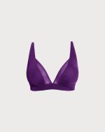Purple Mesh Plunge Plus Size Bikini Top - Image 5