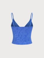 Blue Floral Textured Tankini Top - Image 7