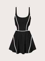 Black Contrast Cutout Tennis Dress - Light Support - Image 7