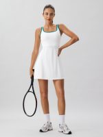 White Contrast Square Neck Dress - Light Support - Image 3