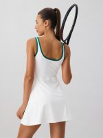 White Contrast Square Neck Dress - Light Support - Image 2