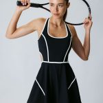 Black Contrast Cutout Tennis Dress - Light Support