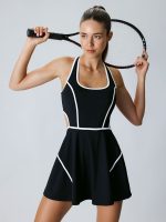Black Contrast Cutout Tennis Dress - Light Support