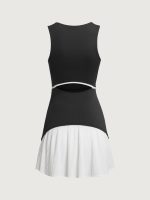 Black Colorblocked Crop Workout Dress - Image 10