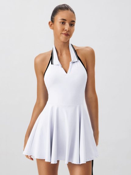 White Collar Backless Tennis Dress - Light Support