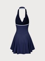 Navy Collar Backless Tennis Dress - Light Support - Image 7