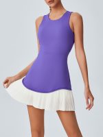 Blue Colorblocked Crop Workout Dress - Image 6