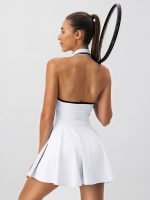 White Collar Backless Tennis Dress - Light Support - Image 2