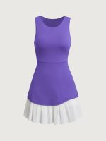 Blue Colorblocked Crop Workout Dress - Image 7