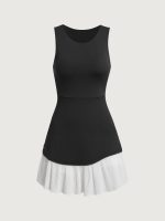 Black Colorblocked Crop Workout Dress - Image 8