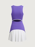 Blue Colorblocked Crop Workout Dress - Image 9