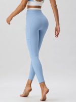 Light Blue Natural Waisted Leggings 25" - Image 8