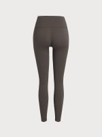 Dark Coffee High-Waisted Contrast Trim Leggings 25" - Image 9