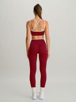 Wine Red High-Waisted Contrast Trim Leggings 25" - Image 4