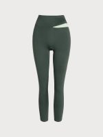 Dark Green Contrast High Waisted Leggings 24" - Image 10