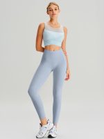 Light Blue Mesh Cross-Front Tank Top - Light Support - Image 5