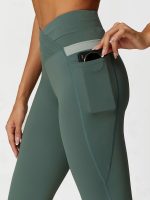 Sage Green High Waisted Pockets Leggings 26" - Image 6