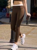 Coffee Contrast High Waisted Leggings 24" - Image 3