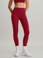 Wine Red High-Waisted Contrast Trim Leggings 25"