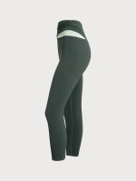 Dark Green Contrast High Waisted Leggings 24" - Image 12