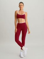 Wine Red High-Waisted Contrast Trim Leggings 25" - Image 5