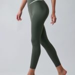 Dark Green Contrast High Waisted Leggings 24"