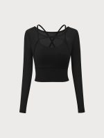 Black Cut Out Long Sleeve Top--Light Support - Image 5