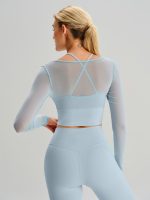 Light Blue Cut Out Long Sleeve Top--Light Support - Image 2