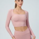 Pink Cutout Ruched Long Sleeve Top