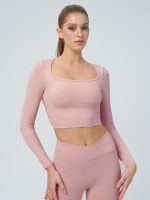 Pink Cutout Ruched Long Sleeve Top
