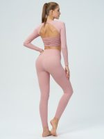 Pink Cutout Ruched Long Sleeve Top - Image 5