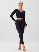 Black Cut Out Long Sleeve Top--Light Support - Image 3
