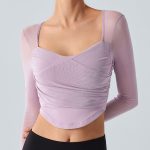 Light Purple Backless Long Sleeve Top - Light Support