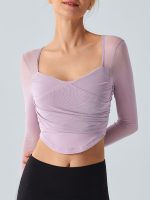Light Purple Backless Long Sleeve Top - Light Support