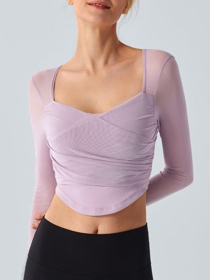 Light Purple Backless Long Sleeve Top - Light Support