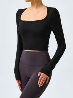 Black Cutout Ruched Long Sleeve Top - Image 6