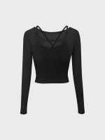 Black Cut Out Long Sleeve Top--Light Support - Image 6
