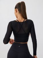 Black Cut Out Long Sleeve Top--Light Support - Image 2