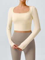 Beige Cutout Ruched Long Sleeve Top - Image 4