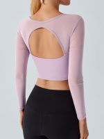 Light Purple Backless Long Sleeve Top - Light Support - Image 2