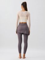 Beige Cut Out Long Sleeve Top--Light Support - Image 4