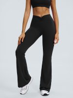 Black Ruched High-Waisted Yoga 31" Pants - Image 5
