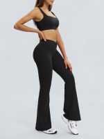 Black Ruched High-Waisted Yoga 31" Pants - Image 9