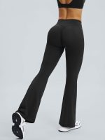 Black Ruched High-Waisted Yoga 31" Pants - Image 8