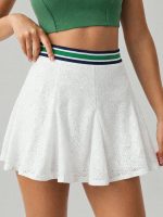 Textured Contrast Trim Sports Skirt