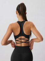 Black Cross Back Sports Bra - Light Support